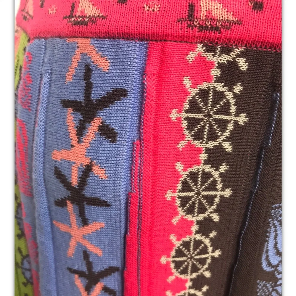 IVKO Anthropologie Sweater Skirt Pleated Serbia Sea Motif Pencil Midi